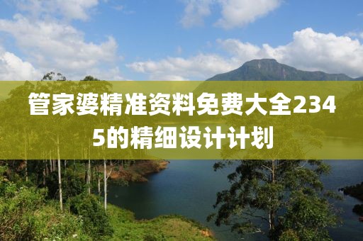 管家婆精準資料免費大全2345的精細設計計劃