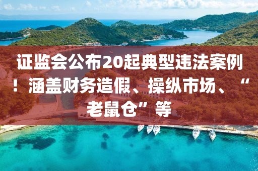 證監會公布20起典型違法案例！涵蓋財務造假、操縱市場、“老鼠倉”等