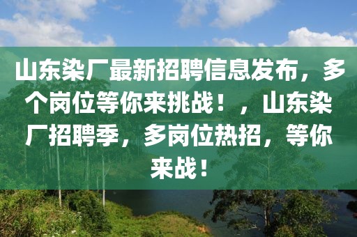 山東染廠最新招聘信息發(fā)布，多個崗位等你來挑戰(zhàn)！，山東染廠招聘季，多崗位熱招，等你來戰(zhàn)！