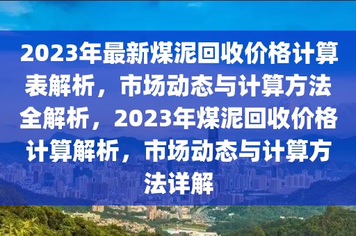 2023年最新煤泥回收價格計算表解析，市場動態與計算方法全解析，2023年煤泥回收價格計算解析，市場動態與計算方法詳解