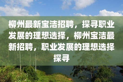 柳州最新寶潔招聘，探尋職業發展的理想選擇，柳州寶潔最新招聘，職業發展的理想選擇探尋
