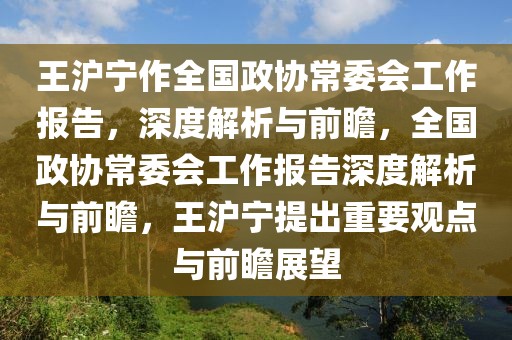 王滬寧作全國政協(xié)常委會工作報(bào)告，深度解析與前瞻，全國政協(xié)常委會工作報(bào)告深度解析與前瞻，王滬寧提出重要觀點(diǎn)與前瞻展望