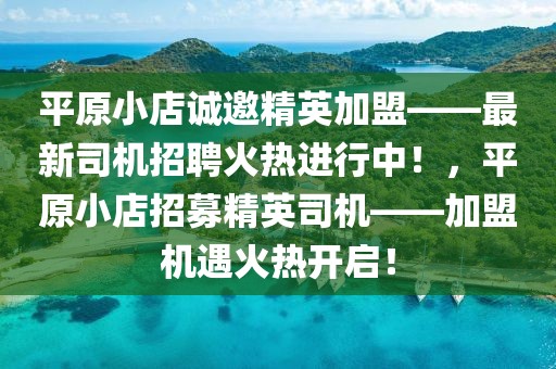 平原小店誠邀精英加盟——最新司機招聘火熱進行中！，平原小店招募精英司機——加盟機遇火熱開啟！