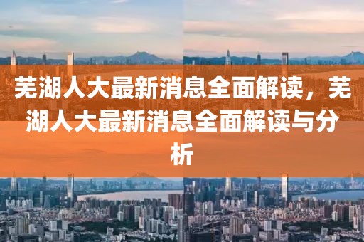 蕪湖人大最新消息全面解讀，蕪湖人大最新消息全面解讀與分析