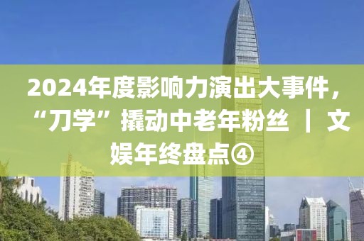 2024年度影響力演出大事件，“刀學”撬動中老年粉絲 ｜ 文娛年終盤點④