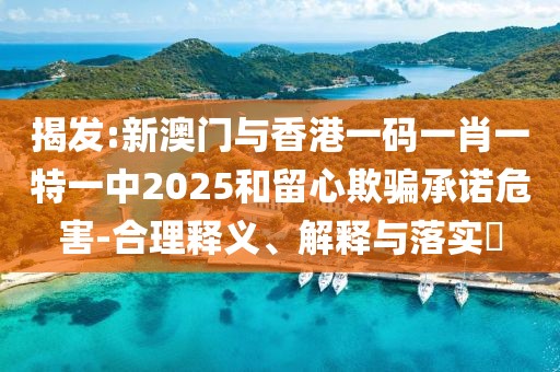 揭發:新澳門與香港一碼一肖一特一中2025和留心欺騙承諾危害-合理釋義、解釋與落實?