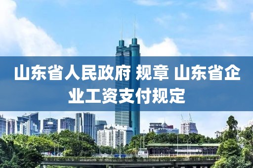 山東省人民政府 規章 山東省企業工資支付規定