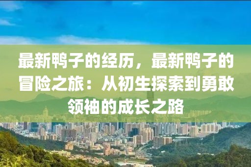 最新鴨子的經(jīng)歷，最新鴨子的冒險(xiǎn)之旅：從初生探索到勇敢領(lǐng)袖的成長之路