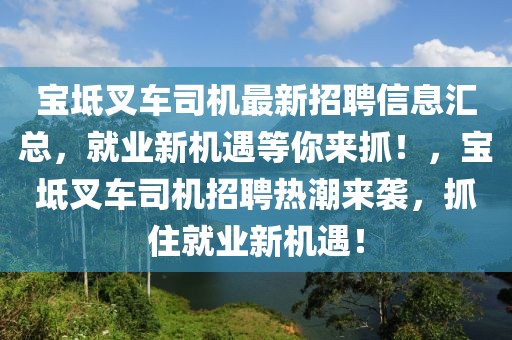 寶坻叉車(chē)司機(jī)最新招聘信息匯總，就業(yè)新機(jī)遇等你來(lái)抓！，寶坻叉車(chē)司機(jī)招聘熱潮來(lái)襲，抓住就業(yè)新機(jī)遇！
