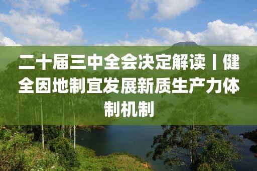 二十屆三中全會決定解讀丨健全因地制宜發展新質生產力體制機制