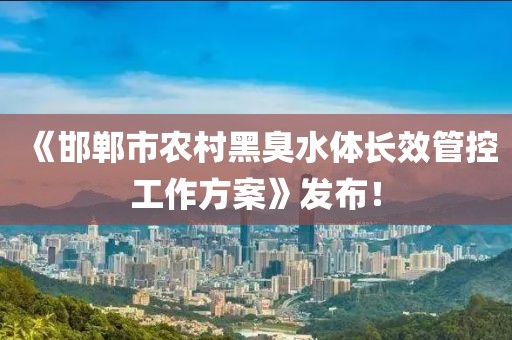 《邯鄲市農村黑臭水體長效管控工作方案》發布！