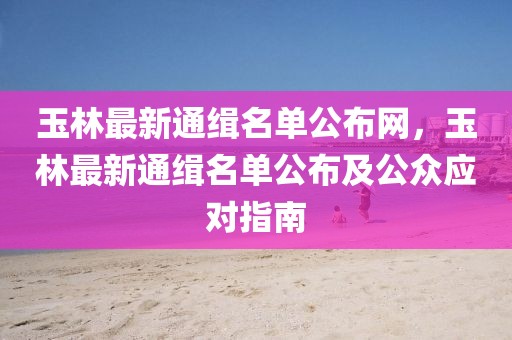玉林最新通緝名單公布網，玉林最新通緝名單公布及公眾應對指南