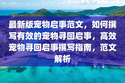 最新版寵物啟事范文，如何撰寫有效的寵物尋回啟事，高效寵物尋回啟事撰寫指南，范文解析