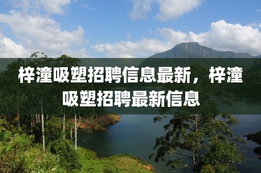 梓潼吸塑招聘信息最新，梓潼吸塑招聘最新信息