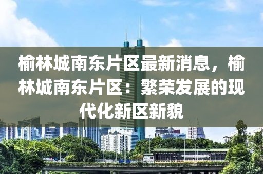 榆林城南東片區最新消息，榆林城南東片區：繁榮發展的現代化新區新貌