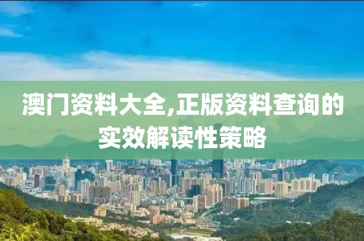 澳門資料大全,正版資料查詢的實效解讀性策略