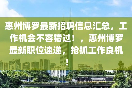 惠州博羅最新招聘信息匯總，工作機會不容錯過！，惠州博羅最新職位速遞，搶抓工作良機！
