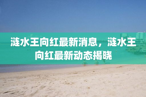 漣水王向紅最新消息，漣水王向紅最新動態揭曉