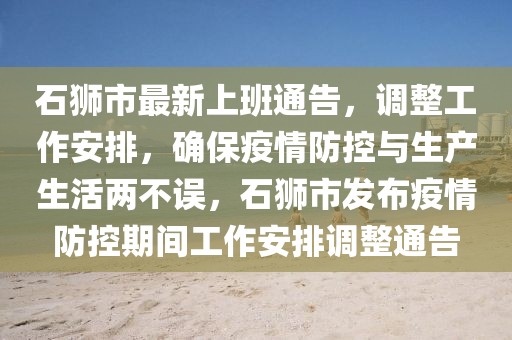 石獅市最新上班通告，調整工作安排，確保疫情防控與生產生活兩不誤，石獅市發布疫情防控期間工作安排調整通告
