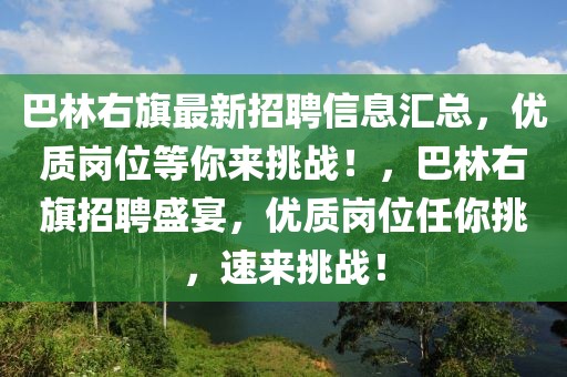 巴林右旗最新招聘信息匯總，優質崗位等你來挑戰！，巴林右旗招聘盛宴，優質崗位任你挑，速來挑戰！
