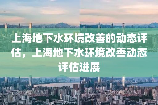上海地下水環境改善的動態評估，上海地下水環境改善動態評估進展