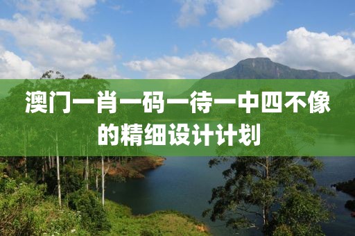 澳門一肖一碼一待一中四不像的精細設計計劃