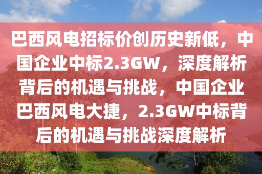 巴西風電招標價創(chuàng)歷史新低，中國企業(yè)中標2.3GW，深度解析背后的機遇與挑戰(zhàn)，中國企業(yè)巴西風電大捷，2.3GW中標背后的機遇與挑戰(zhàn)深度解析