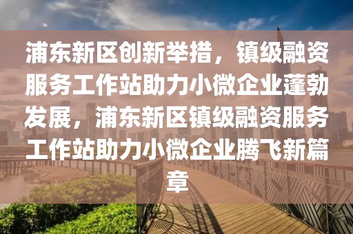 浦東新區創新舉措，鎮級融資服務工作站助力小微企業蓬勃發展，浦東新區鎮級融資服務工作站助力小微企業騰飛新篇章
