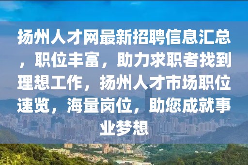 揚州人才網最新招聘信息匯總，職位豐富，助力求職者找到理想工作，揚州人才市場職位速覽，海量崗位，助您成就事業夢想