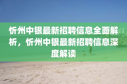 忻州中銀最新招聘信息全面解析，忻州中銀最新招聘信息深度解讀