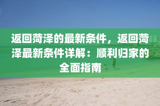 返回菏澤的最新條件，返回菏澤最新條件詳解：順利歸家的全面指南