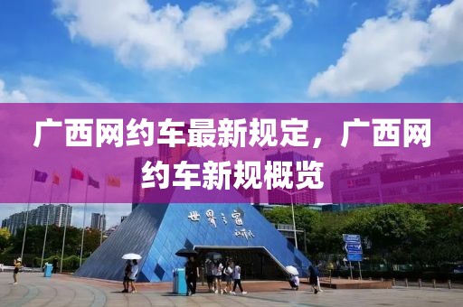 廣西網約車最新規定，廣西網約車新規概覽