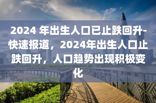 2024 年出生人口已止跌回升-快速報道，2024年出生人口止跌回升，人口趨勢出現積極變化