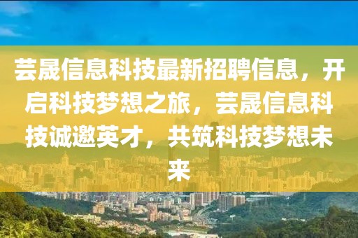 蕓晟信息科技最新招聘信息，開啟科技夢想之旅，蕓晟信息科技誠邀英才，共筑科技夢想未來