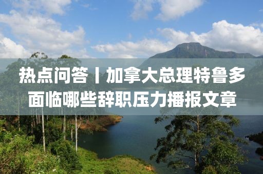 熱點問答丨加拿大總理特魯多面臨哪些辭職壓力播報文章