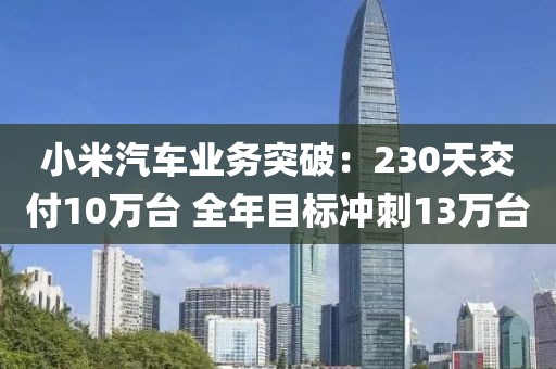 小米汽車業(yè)務(wù)突破：230天交付10萬臺 全年目標沖刺13萬臺