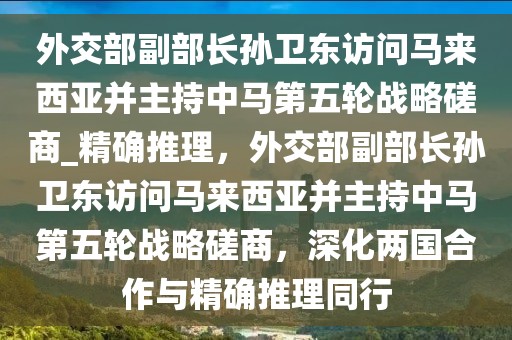 外交部副部長孫衛東訪問馬來西亞并主持中馬第五輪戰略磋商_精確推理，外交部副部長孫衛東訪問馬來西亞并主持中馬第五輪戰略磋商，深化兩國合作與精確推理同行