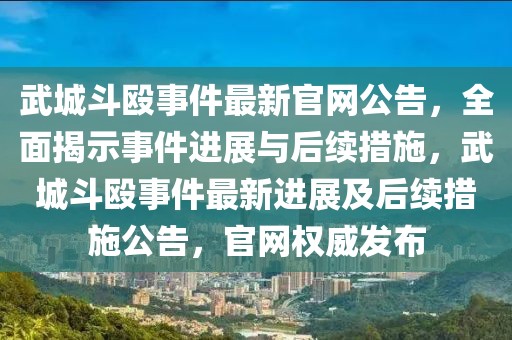 武城斗毆事件最新官網(wǎng)公告，全面揭示事件進(jìn)展與后續(xù)措施，武城斗毆事件最新進(jìn)展及后續(xù)措施公告，官網(wǎng)權(quán)威發(fā)布