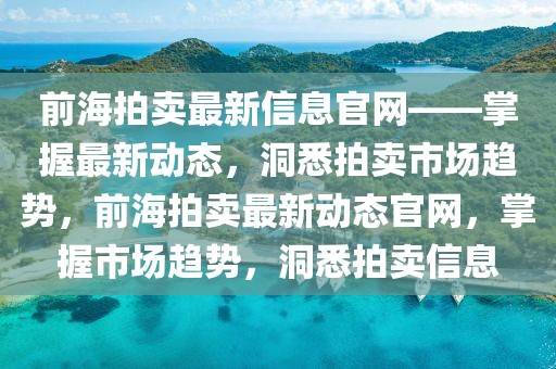 前海拍賣最新信息官網——掌握最新動態，洞悉拍賣市場趨勢，前海拍賣最新動態官網，掌握市場趨勢，洞悉拍賣信息