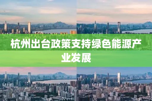 杭州出臺政策支持綠色能源產(chǎn)業(yè)發(fā)展