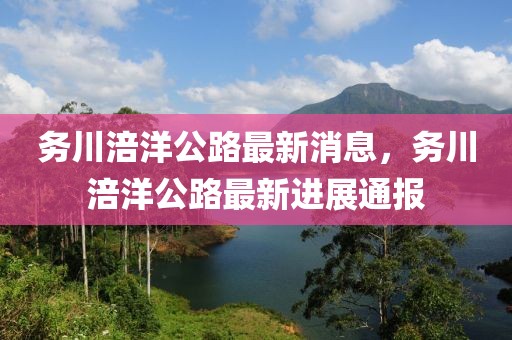 務川涪洋公路最新消息，務川涪洋公路最新進展通報