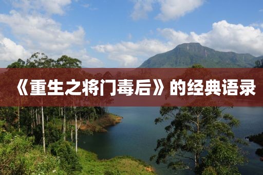 《重生之將門毒后》的經(jīng)典語錄