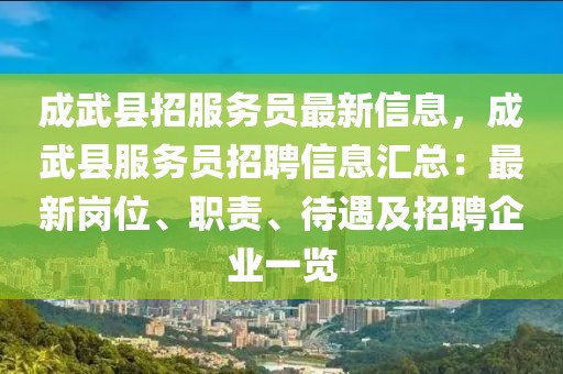 成武縣招服務(wù)員最新信息，成武縣服務(wù)員招聘信息匯總：最新崗位、職責(zé)、待遇及招聘企業(yè)一覽