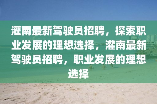 灌南最新駕駛員招聘，探索職業發展的理想選擇，灌南最新駕駛員招聘，職業發展的理想選擇