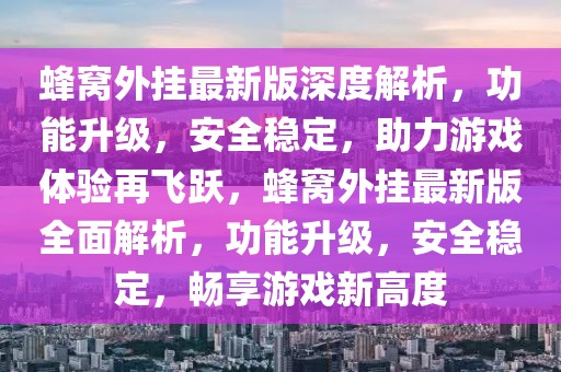 蜂窩外掛最新版深度解析，功能升級，安全穩定，助力游戲體驗再飛躍，蜂窩外掛最新版全面解析，功能升級，安全穩定，暢享游戲新高度