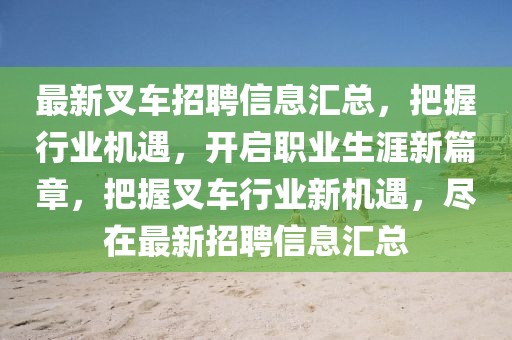 最新叉車招聘信息匯總，把握行業機遇，開啟職業生涯新篇章，把握叉車行業新機遇，盡在最新招聘信息匯總