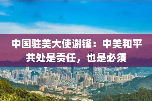 中國駐美大使謝鋒：中美和平共處是責任，也是必須