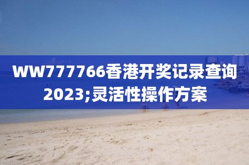 WW777766香港開獎記錄查詢2023;靈活性操作方案