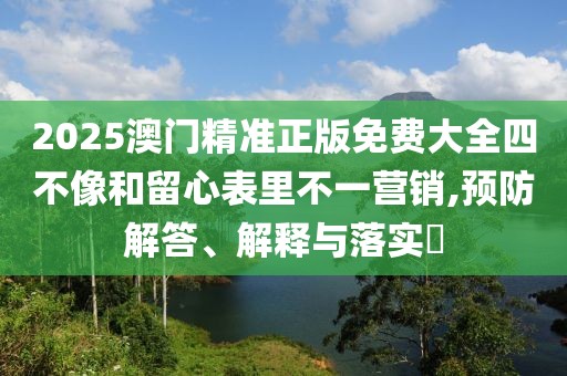 2025澳門精準(zhǔn)正版免費(fèi)大全四不像和留心表里不一營銷,預(yù)防解答、解釋與落實(shí)?