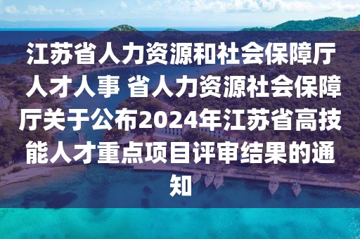 江蘇省人力資源和社會保障廳 人才人事 省人力資源社會保障廳關于公布2024年江蘇省高技能人才重點項目評審結果的通知